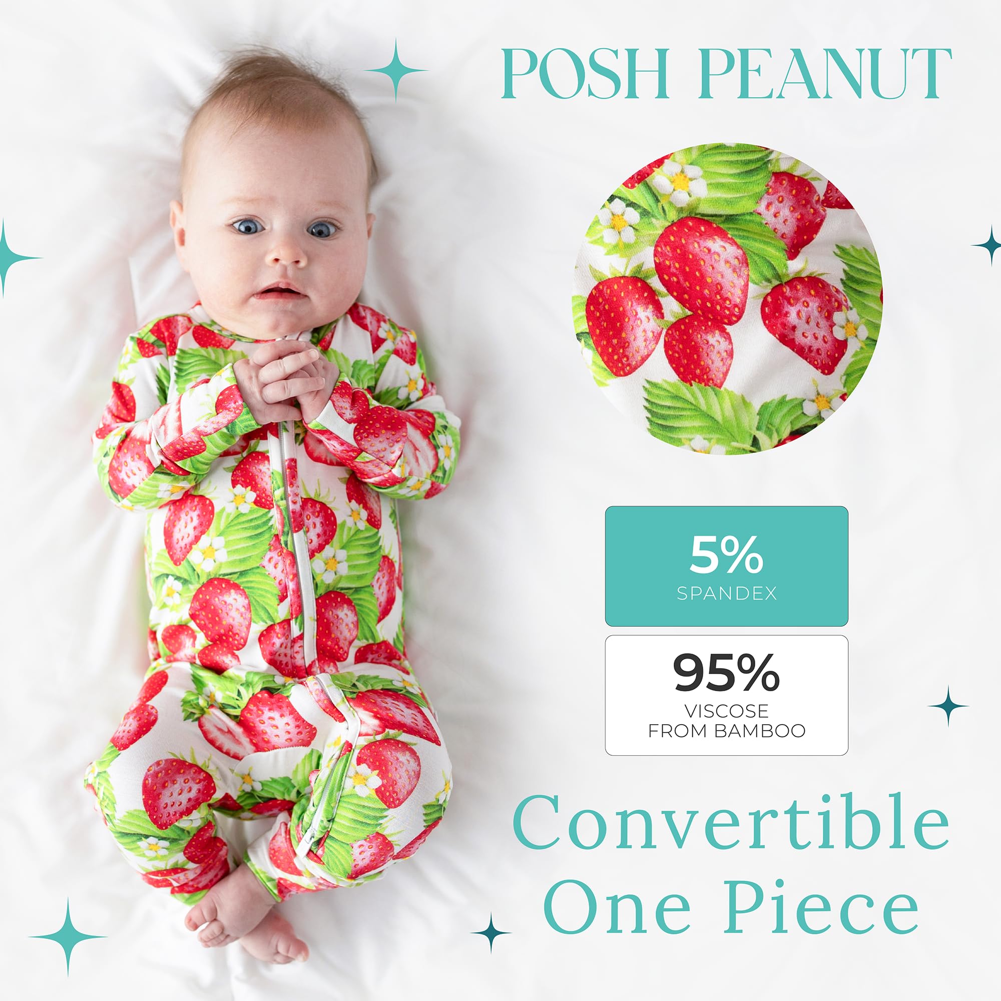 Posh Peanut Girls Convertible Baby Sleepers, Toddlers Footless Pajamas