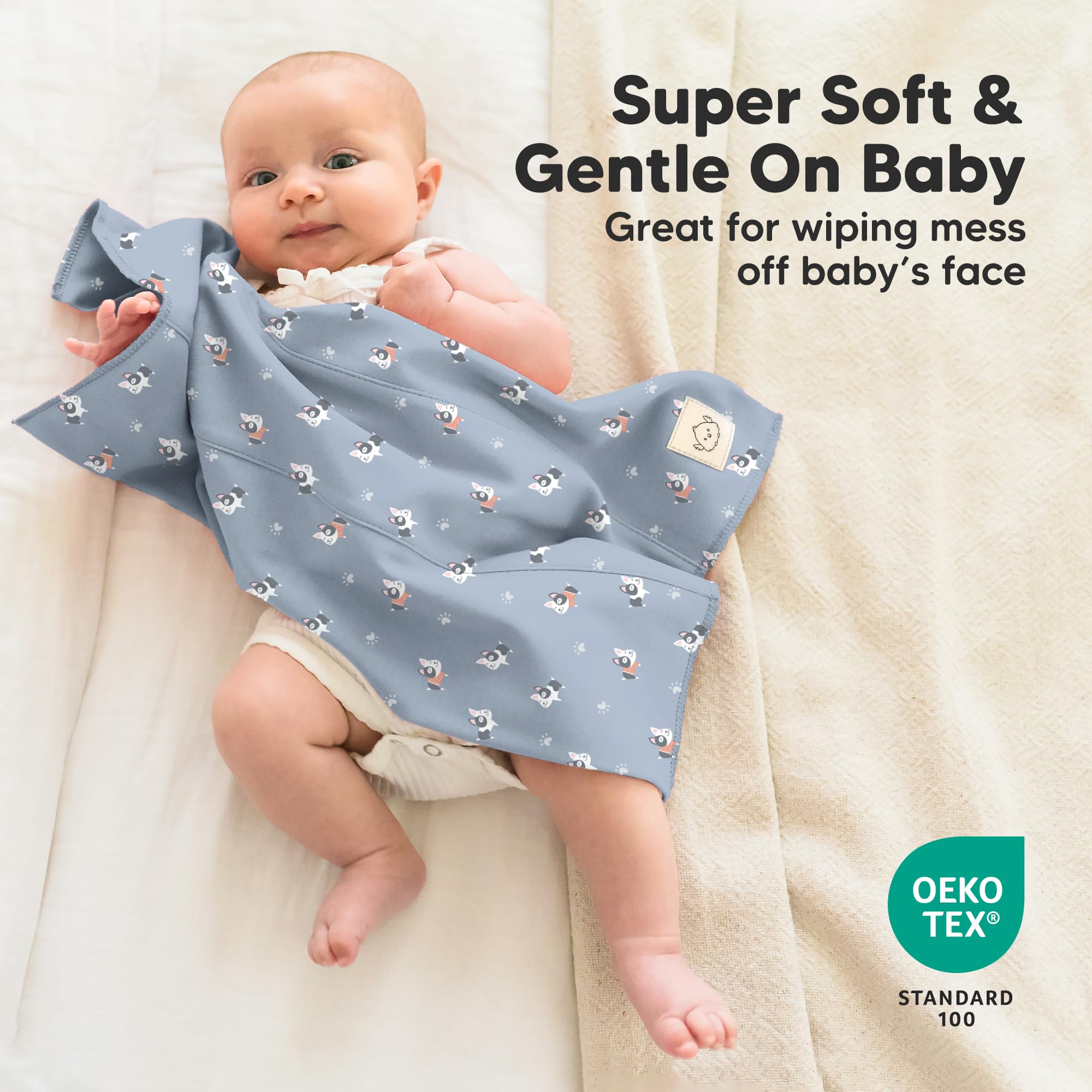 Organic Burp Cloths Baby Boy, Girl,6-Pack Large Burping Cloths(Pets & Paws)