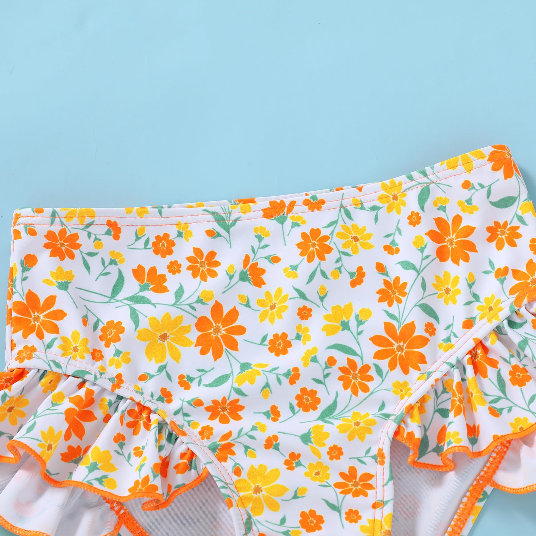 YOUNGER TREE Toddler Girls Two Pieces Swimsuit Color Block Stripe Swimwear Summer Beach Bathing Suit 18M-5T(Yellow#Flower 2-3T)