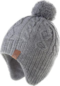 LMLALML Boys Winter Hat Earflap Knitted Beanie for Kids Warm Fleece Lined Thicken Hat for Baby