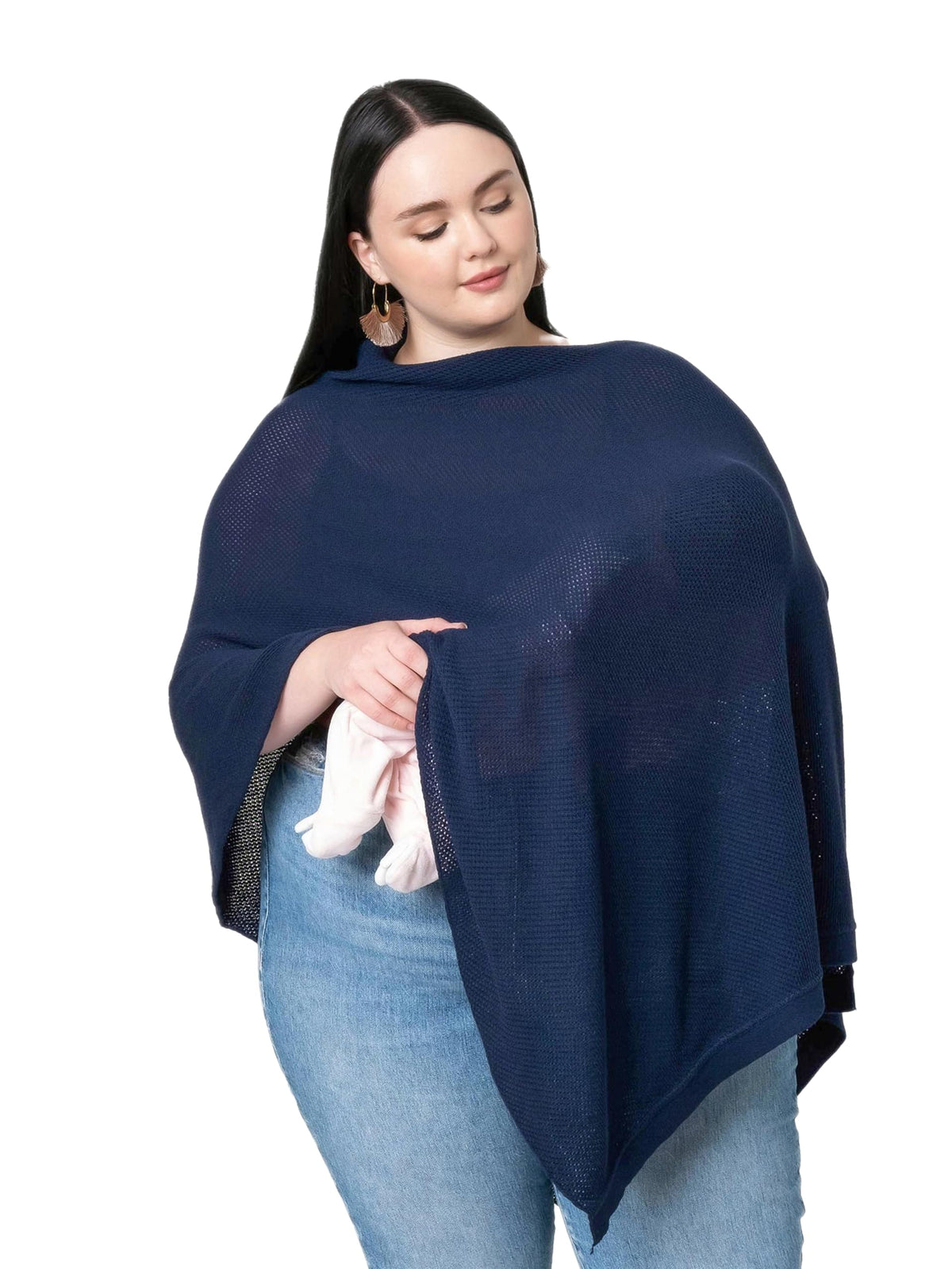 We are Amma | The Cocoon™ - Newborn Essentials Must Haves: Nursing Cover for Breast Feeding Essentials | Nursing Sweater Used as Breastfeeding Cover (Navy, One Size)