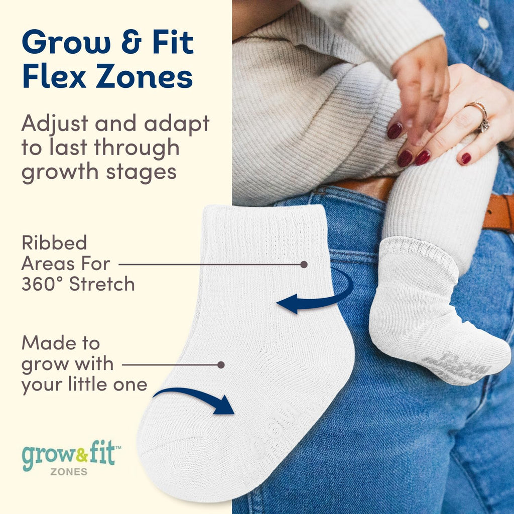 Fruit of the Loom Baby & Toddler Grow & Fit Flex Zones Cotton Stretch Low Cut Socks - Unisex, Girls, Boys (2-4 Years, Blue)