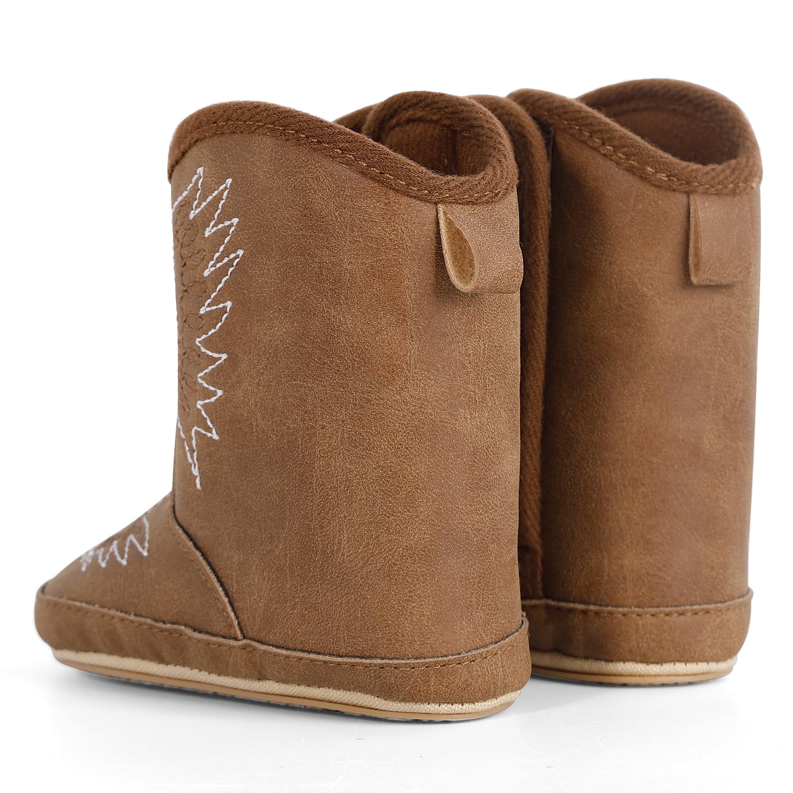 MK MATT KEELY Leather Western Boots Cowboy Bootie Soft Sole Non-Slip Crib Shoes for Baby Infant Toddler Girls Boys Newborn