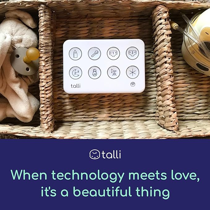 Talli Daily One-Touch Baby Tracker - Baby Monitor to Log Feedings, Diapers, Sleep & More - Electronic Journal Links to Mobile App for Real-Time Baby Monitoring & Tracking - Alexa Compatible