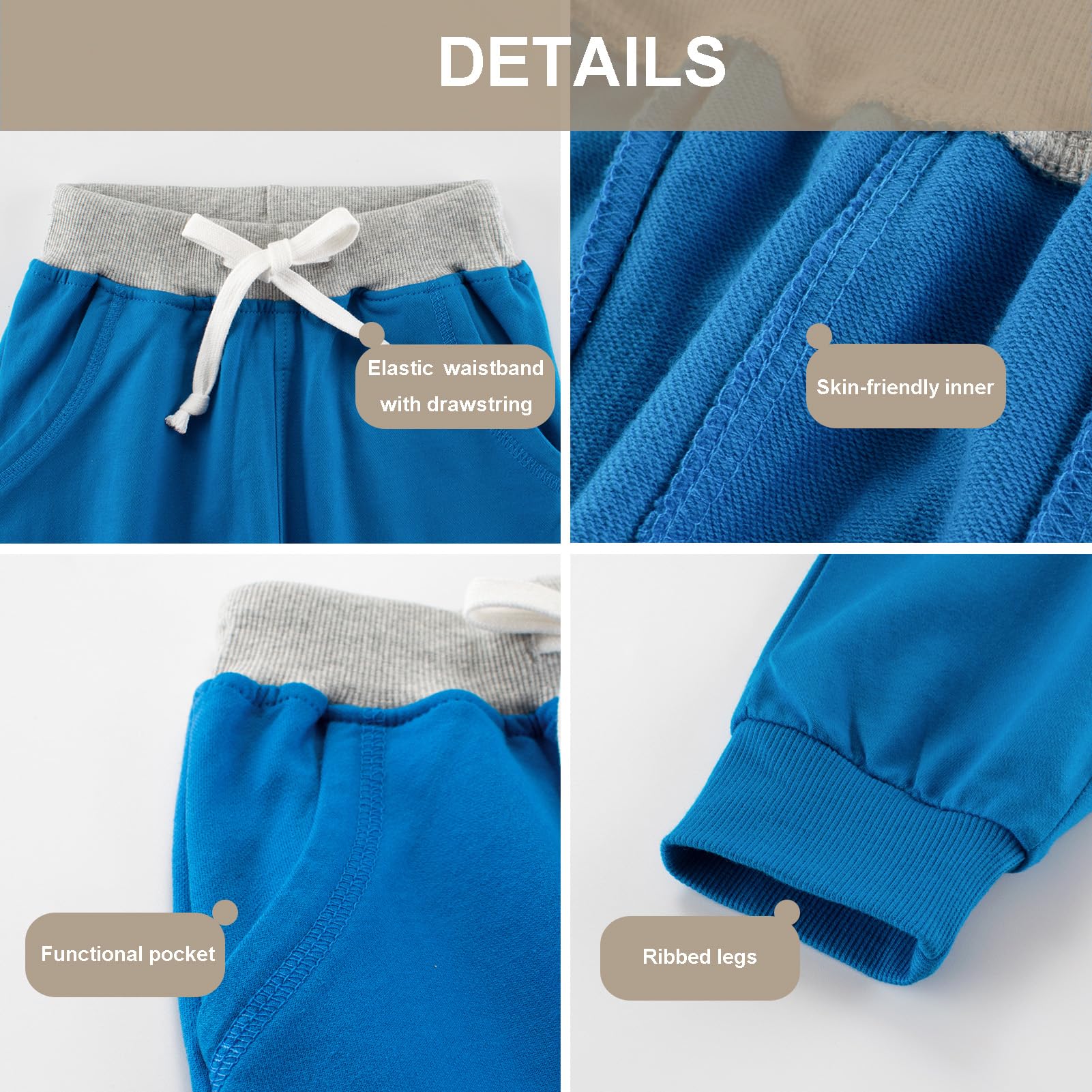 GFQLONG Toddler Boys Joggers Pants Cotton Kids Athletic Sweatpants 2-3T