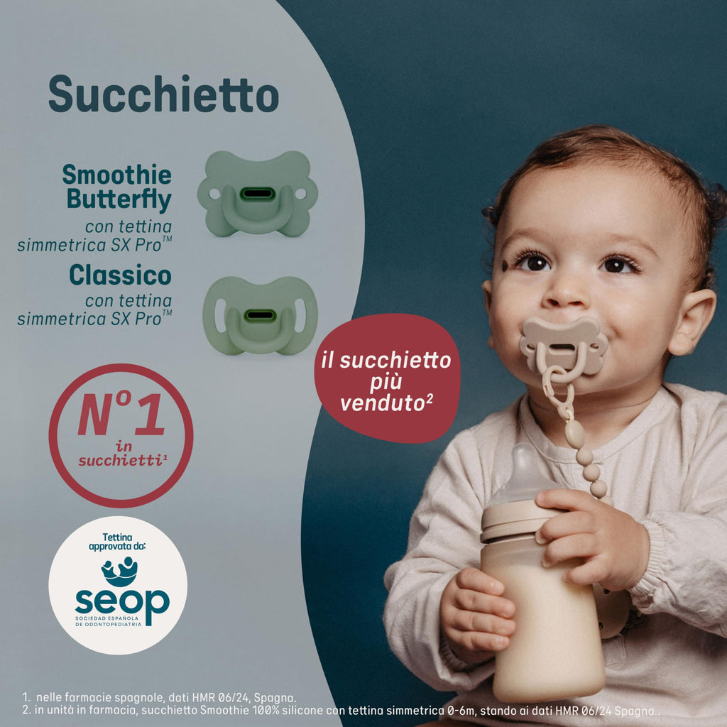 Color Essence SX PRO Silicone Baby Pacifier 1Pk, Made with 100% Soft Silicone, Baby Essentials Perfect for Breastfeeding Babies, Designed in Spain, 0-6 Mths, Irish Cream