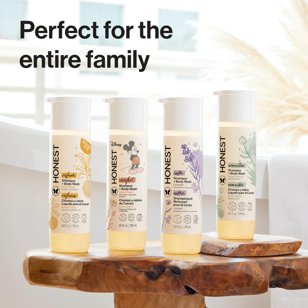 The Honest Company 2-in-1 Cleansing Shampoo Body Wash Gentle for Baby Naturally Derived, Tear-free, Hypoallergenic, Citrus Vanilla Refresh, 18 fl oz