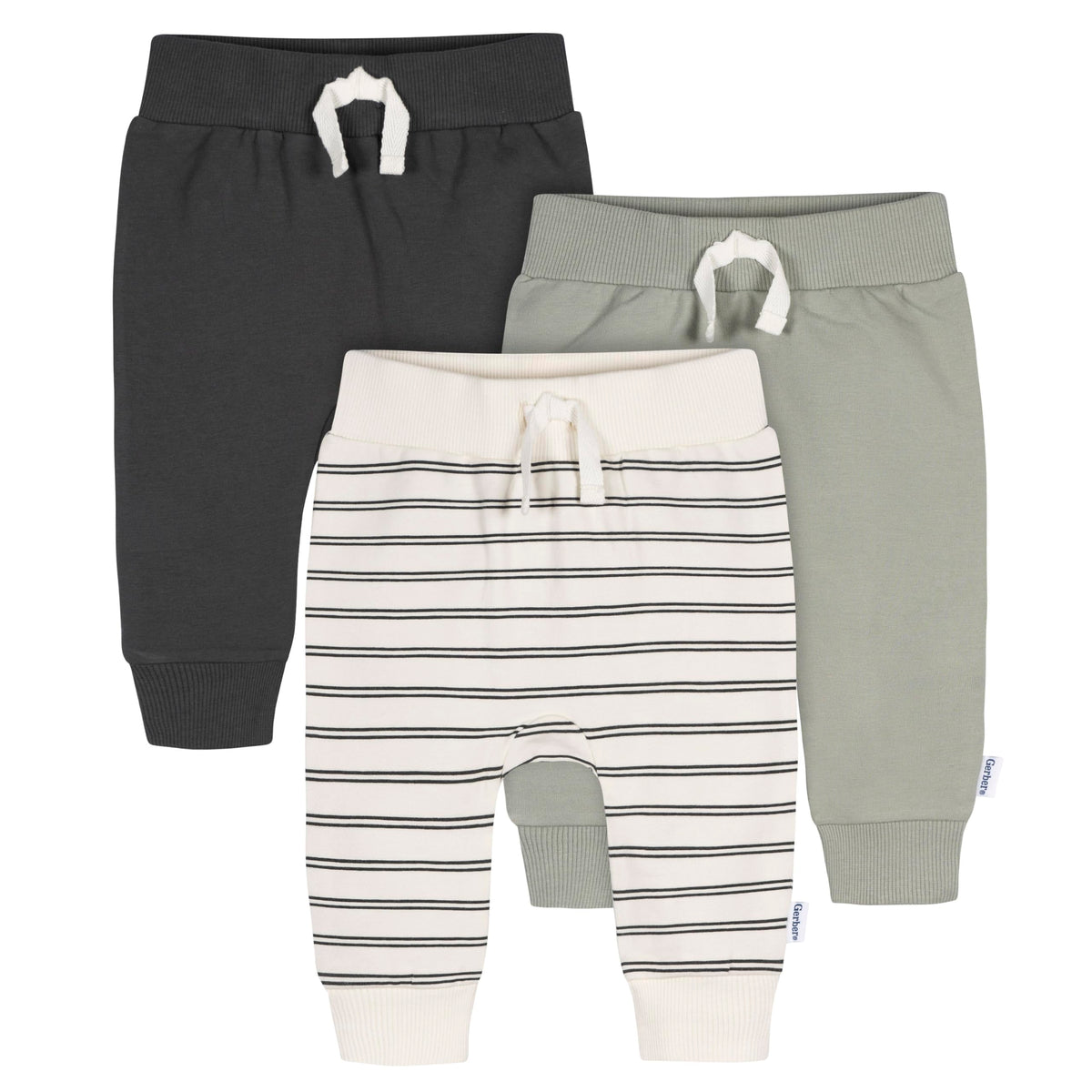 Gerber Baby Boys Toddler 3-Pack Jogger Sweatpants, Navy/Gray, 3-6 Months US