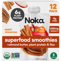 Noka Superfood Fruit Smoothie Pouches, Organic Applesauce Pouches with Apple, Cinnamon & Almond Butter, Healthy Snacks with Organic Fruits, Plant Protein, Fiber & Flax Seed, 4.22 oz (Pack of 12)