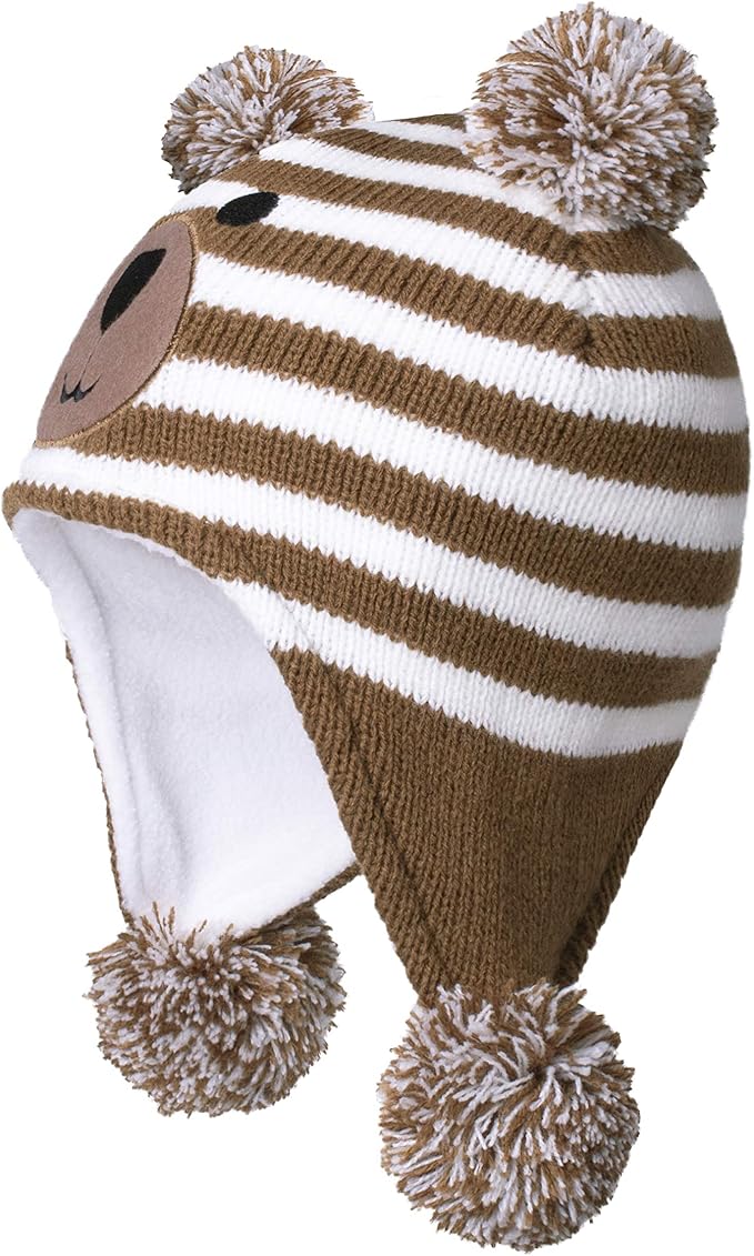 LANGZHEN Toddler Kids Infant Winter Hat,Earflap Knit Warm Cap Fleece Lined Beanie for Baby Boys Girls