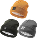 Baby Beanie Hat 3 Packs with Cute Smiley Face, Toddler Girls Boys Baby Hats Winter, Kids Winter Hat Cold Weather