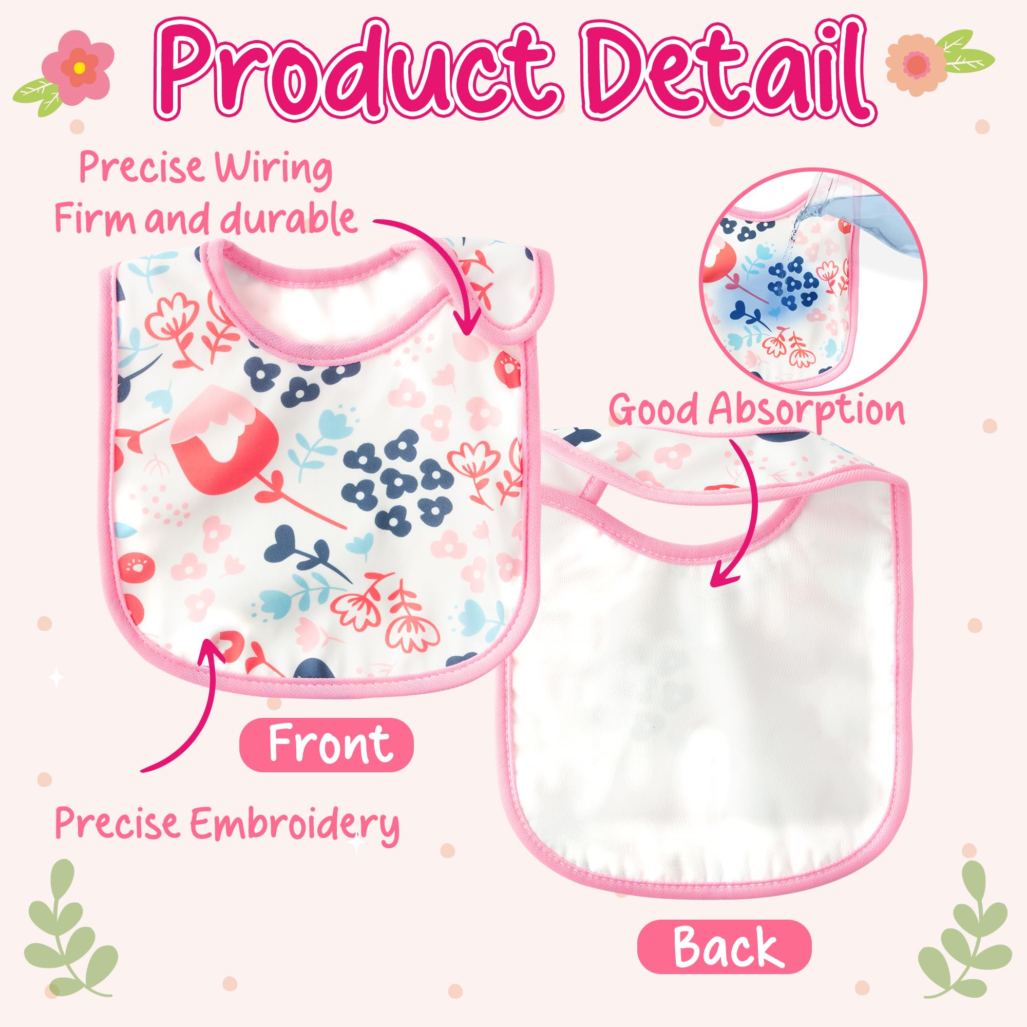 2ooya 7Pcs Waterproof Cotton Baby Bibs for Feeding Drooling Teething Eating