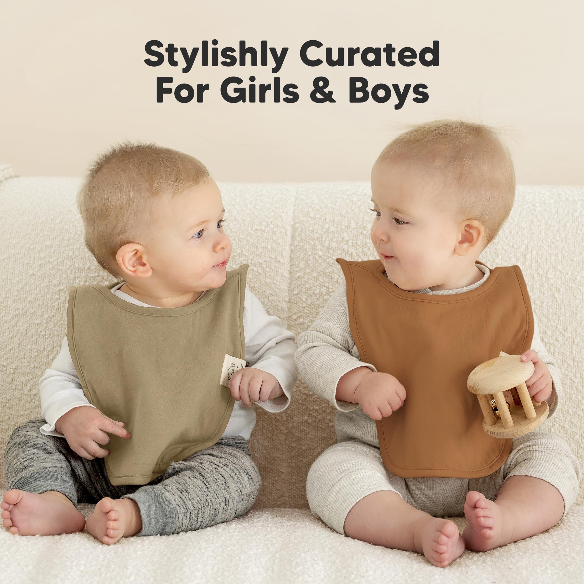 KeaBabies 8-Pack Bibs for Baby Girls, Boys, Pullover Baby Bibs (Terracotta)