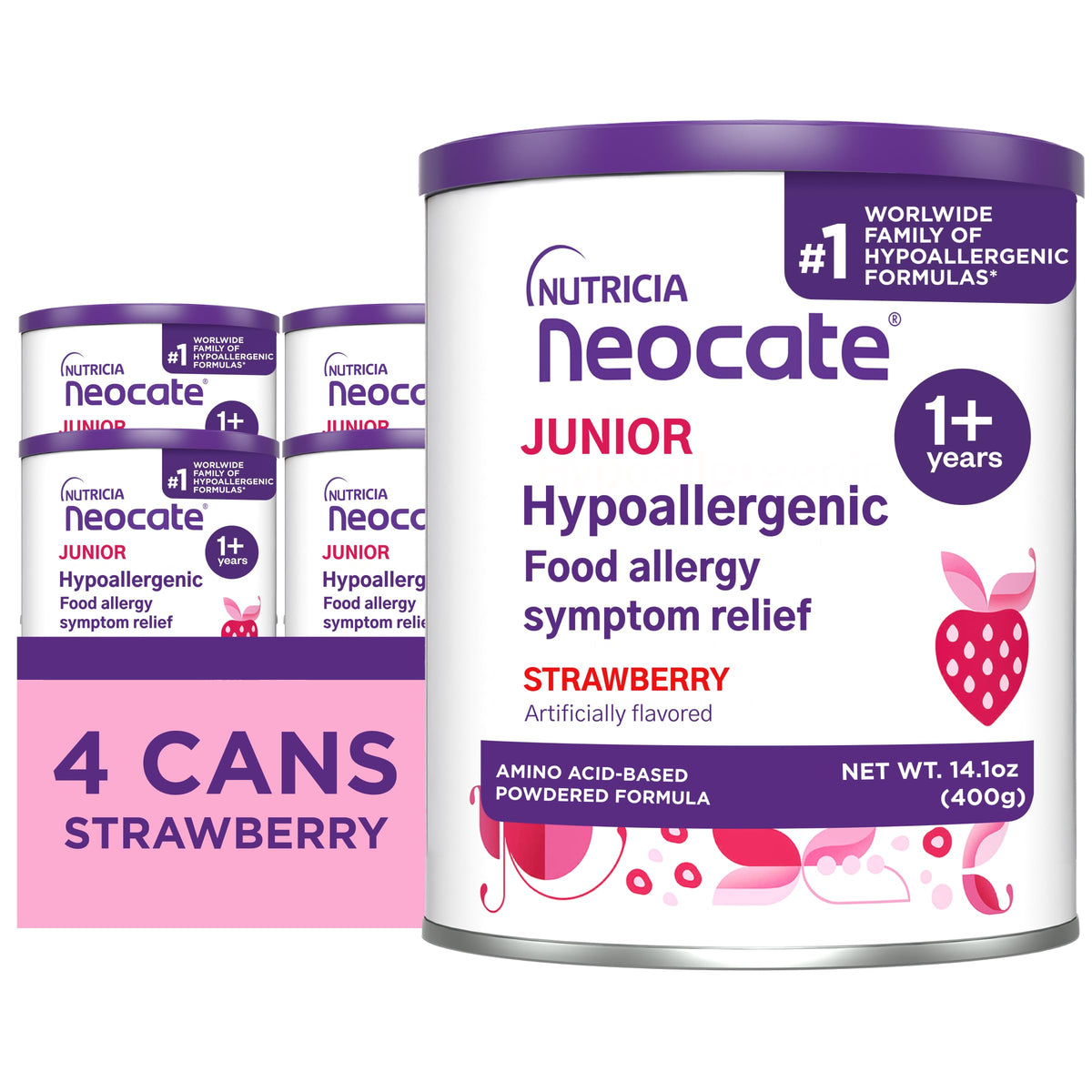Neocate Junior - 1+ years - Hypoallergenic Toddler Formula for Food Allergy Relief - Nutritionally Complete Dairy Free Formula - Chocolate, 14.1 oz (4-Pack)
