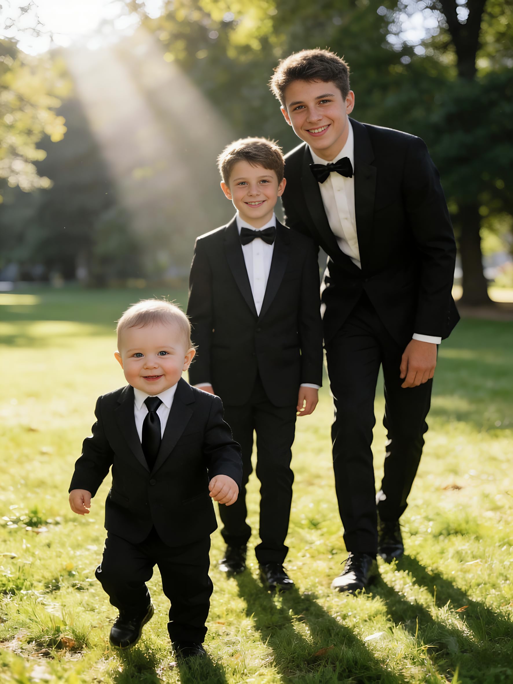 YuanLu Toddler Tuxedo Kids Black Slim Fit Outfit Boys Formal Suit Size 4T