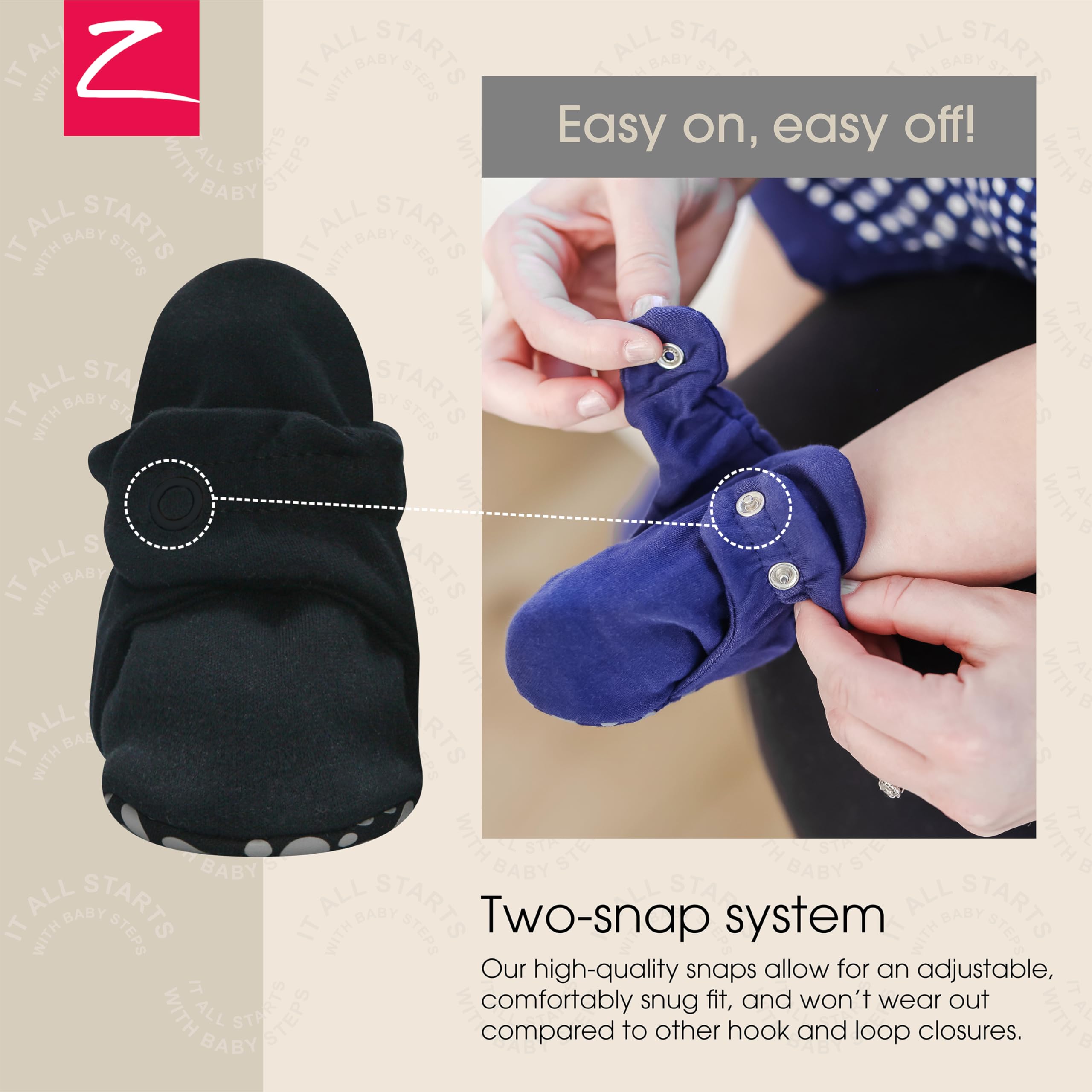 Zutano Unisex Organic Cotton Baby Booties With Gripper Soles, Black, 12M