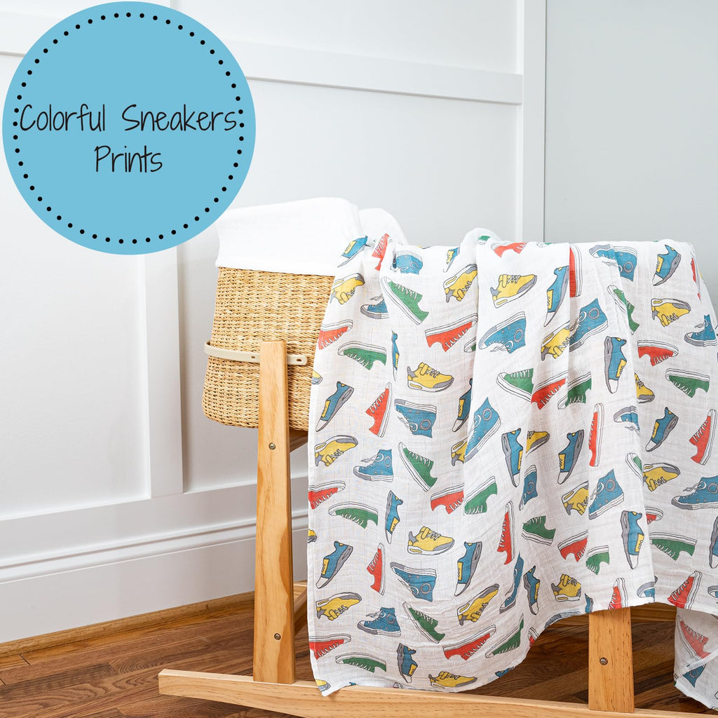 LollyBanks Muslin Swaddle Blankets, 100% Organic Cotton Baby Swaddle
