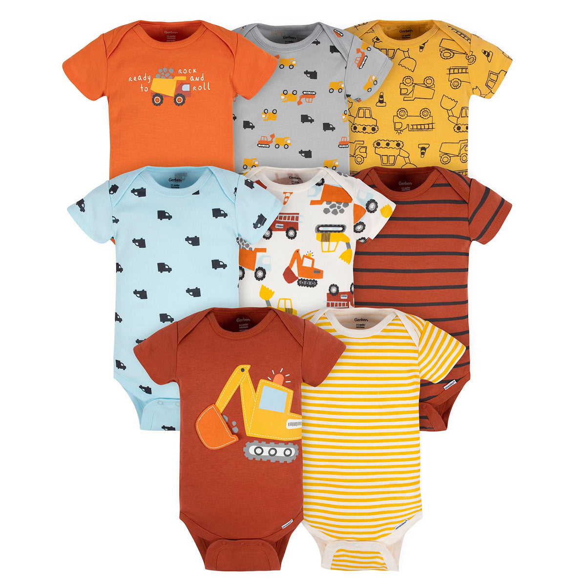 Gerber Baby Boys 8-pack Short Sleeve Onesies Bodysuits And Toddler T-Shirt Set, Bear, 3-6 Months US