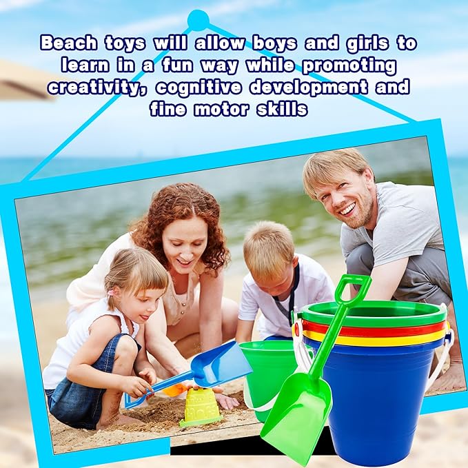 40 Pack Beach Bucket and Shovel Set Mini Plastic Buckets Sand Shovel Sand Pail Bulk for Kids Summer Seaside Beach Pool Party