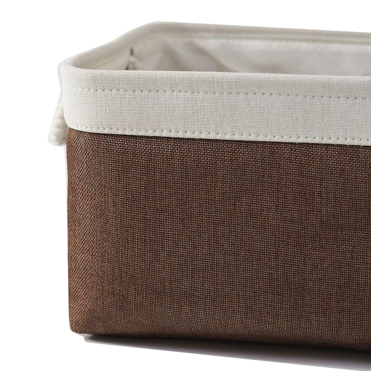 Sacyic Large Storage Baskets for Shelves, Fabric Baskets for Organizing, Collapsible Storage Bins for Closet, Nursery, Clothes, Home & Office [3-Pack, White&Brown]