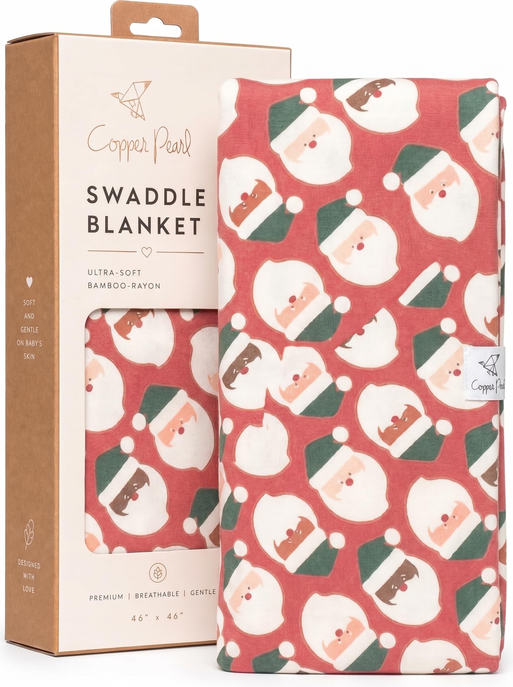 Copper Pearl Swaddle Blankets for Newborns | Soft Stretchy Receiving Blankets for Boys and Girls | Large 46 x 46 Inch Baby Blankets | Lightweight and Breathable Swaddles | Claus