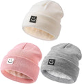 Baby Beanie Hat 3 Packs with Cute Smiley Face, Toddler Girls Boys Baby Hats Winter, Kids Winter Hat Cold Weather