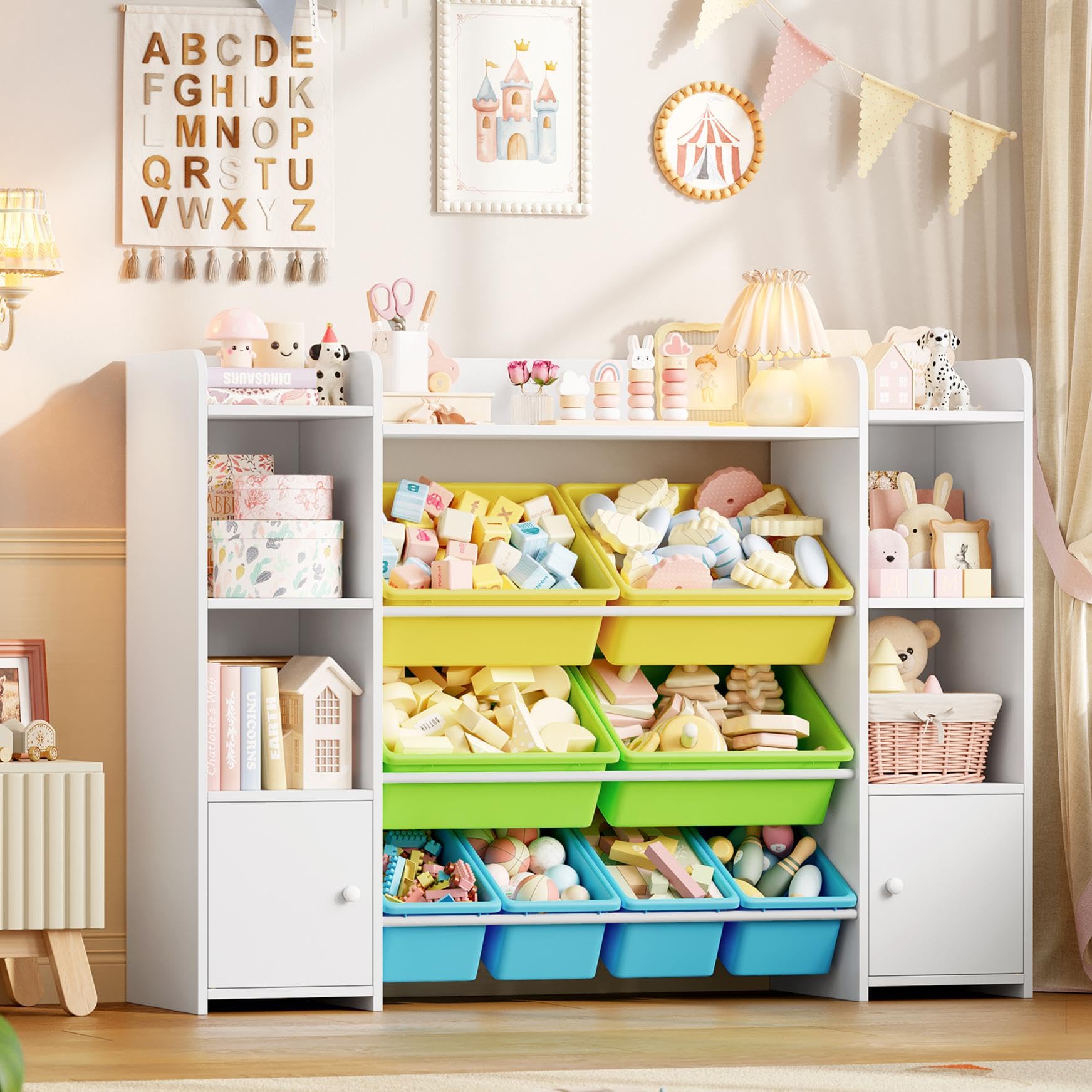 FOTOSOK Storage Organizer with 8 Bins, Organizer Bin