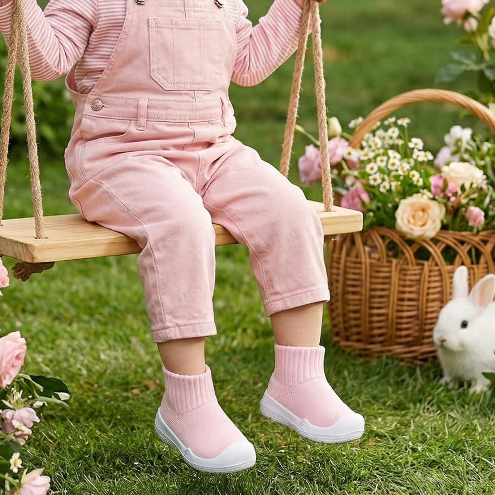 MORENDL Toddler Sock Shoes Baby Walking Shoes Infant Slippers Boys & Girls Non-Slip Sneakers Pink