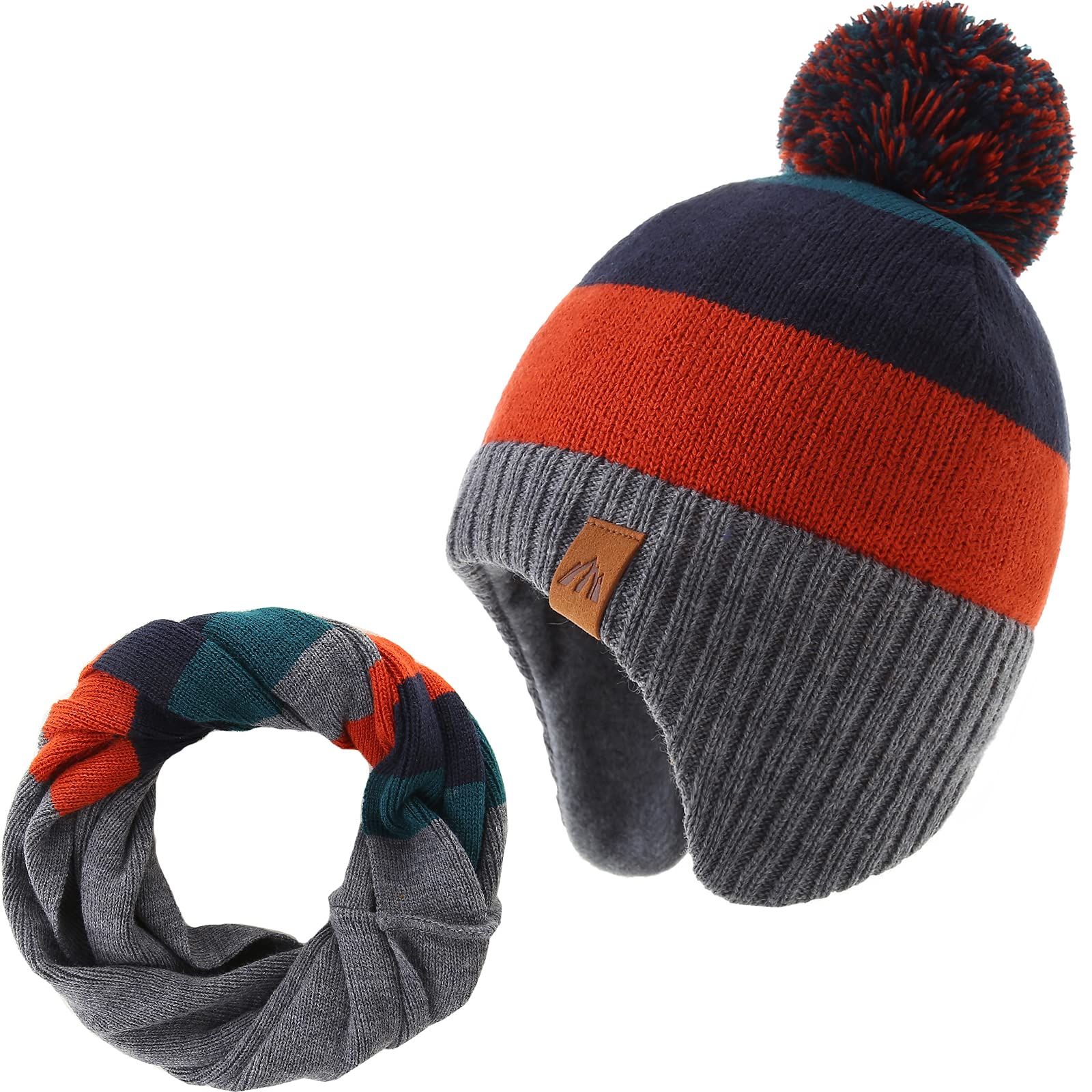 LMLALML Toddler Winter Hat Scarf Set - Kids Knit Warm Fleece Lined Beanie