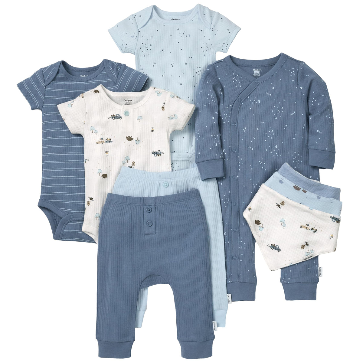 Gerber Unisex Baby 9-Piece Baby Gift Set for Newborn Boys & Girls – Premium Cotton Baby Essentials Layette Set, Garden, 6-9 Months