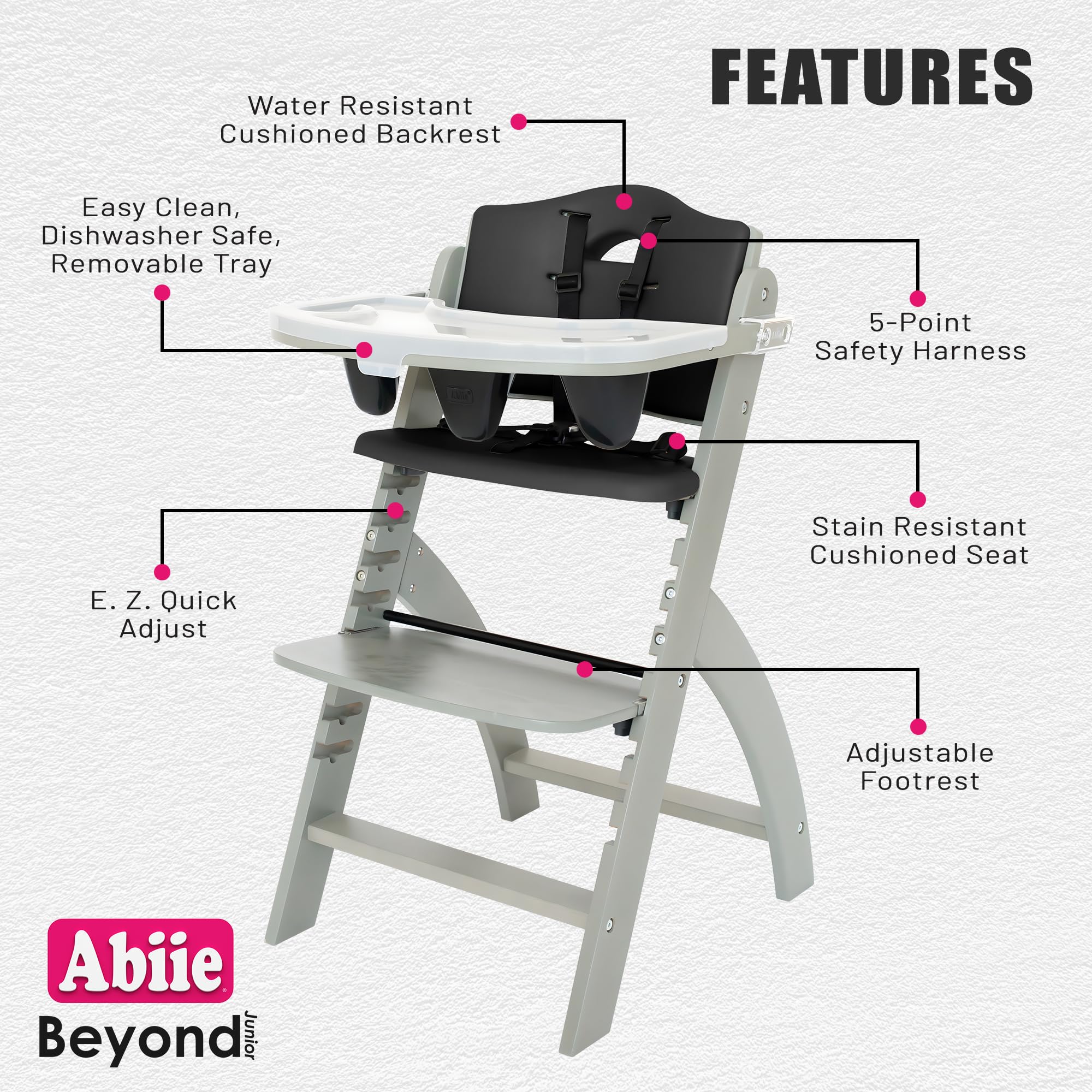 Abiie Beyond Junior Convertible Wooden High Chair with Removable Tray