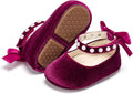 Baby Girls Mary Jane Flats - Infant Newborn Walking Shoes Soft Rubber Sole Princess Wedding
