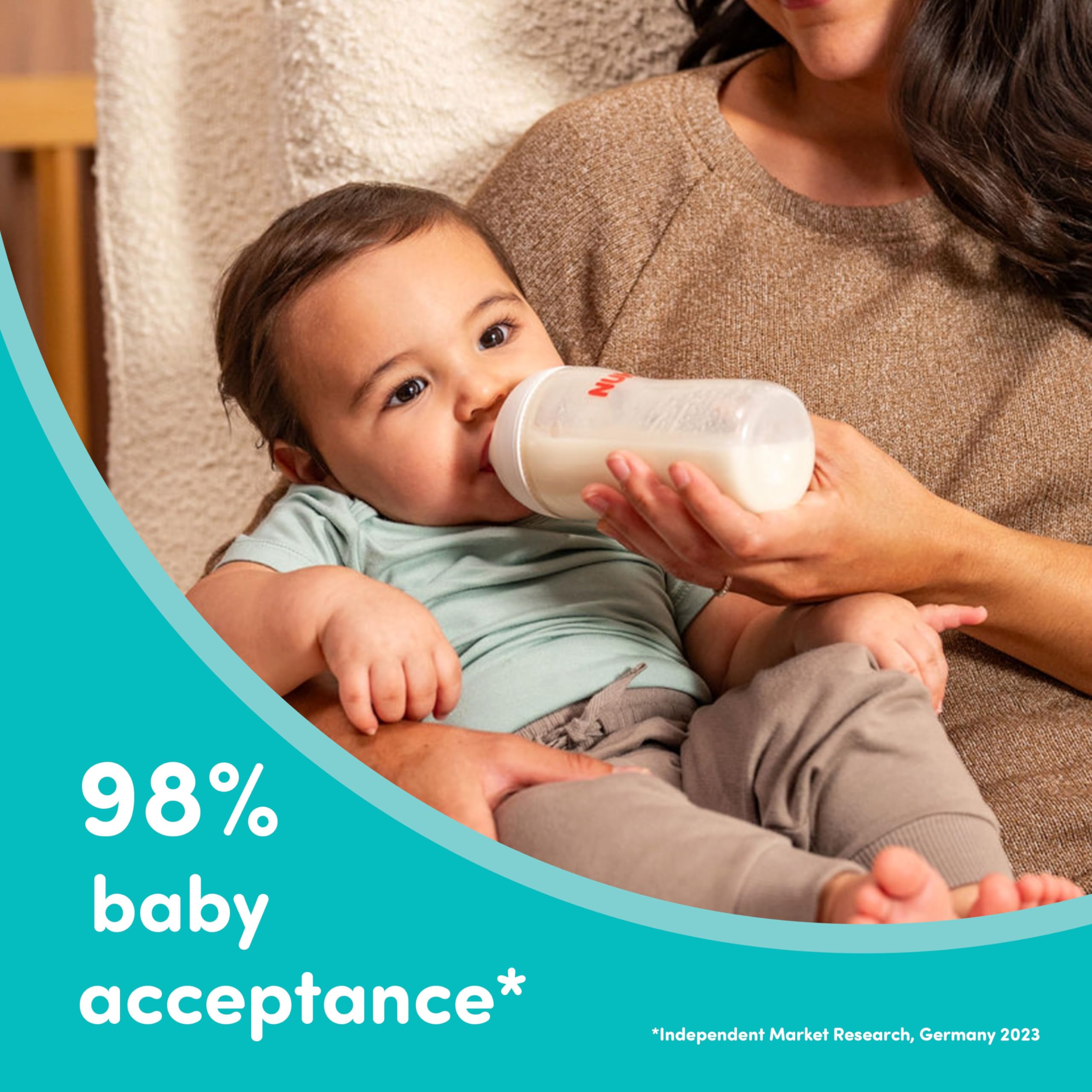 NUK Perfect Match Natural + Anti-Colic Bottle, 8 oz, 2 Pack