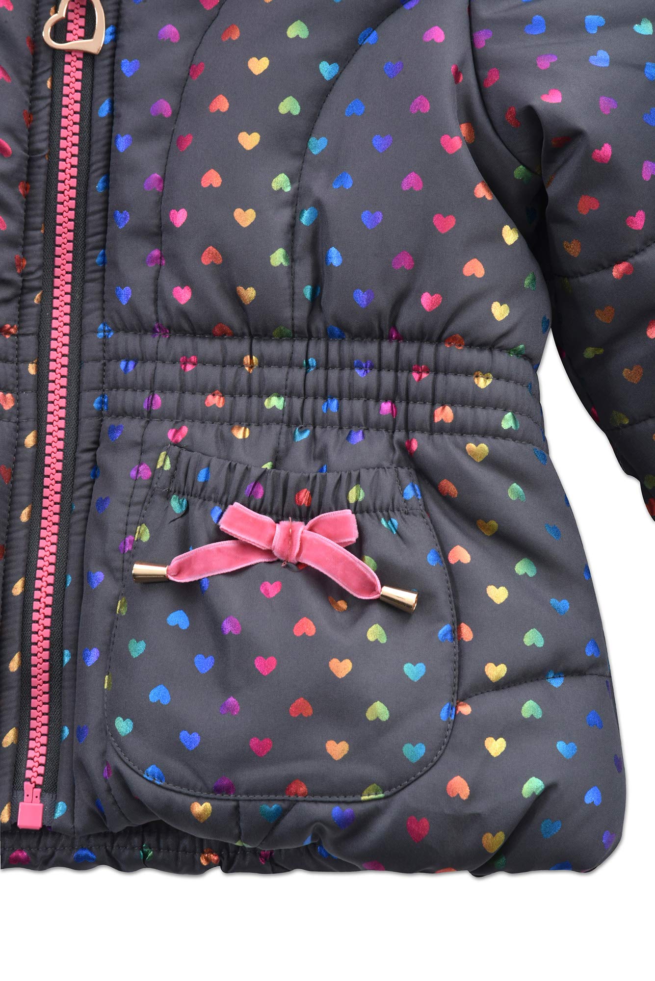 Arctic Quest Girls' Bib Snow Pants and Ski Jacket Water-Resistant Snowsuit For Kids Winter Hooded Jacket, Grey & Black, 6X