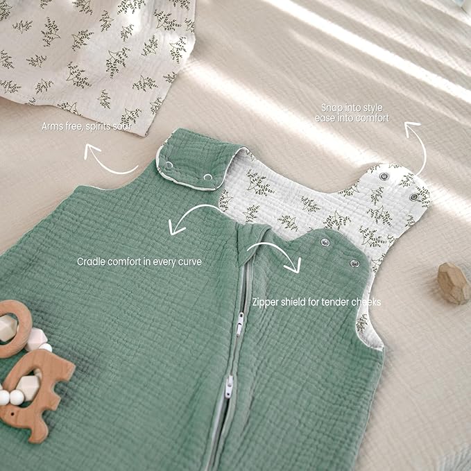 lulumoon Sleep Sack Muslin for Baby: Cotton Wearable Blanket for 15-24 Months - Soft Lightweight Ideal for Nursery Lounge Nighttime Naptime