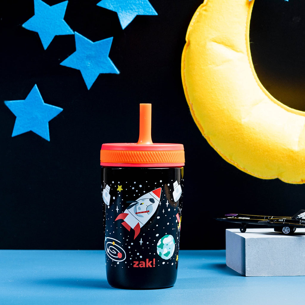 Zak Designs Spaceships Kelso 12oz Stainless Steel Leak-Proof Toddler Cup