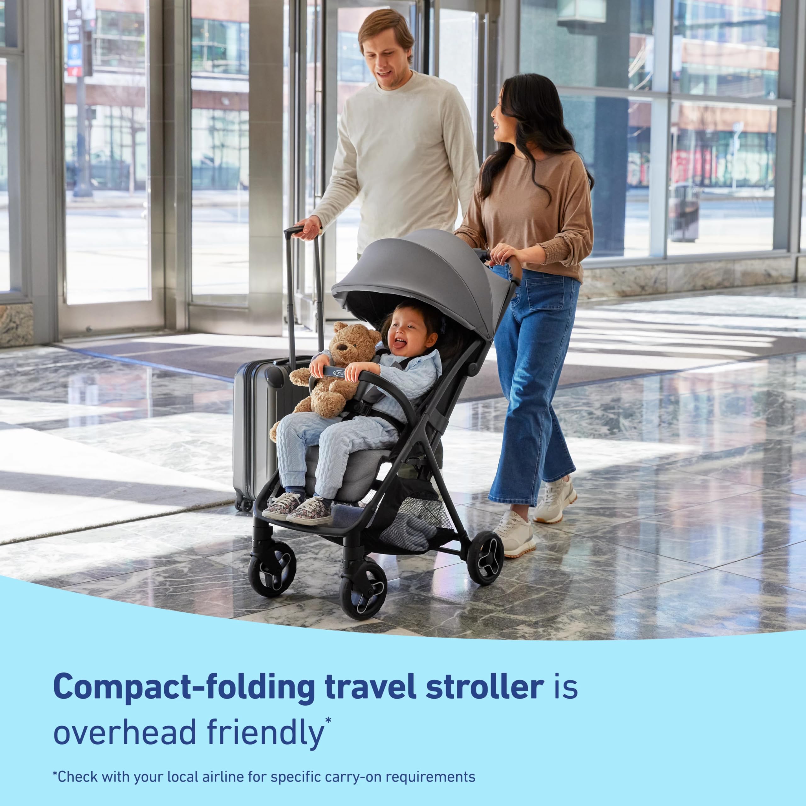 Graco® Ready2Jet Compact Stroller – Compact Travel Stroller with Automatic Fold Lilac Mod