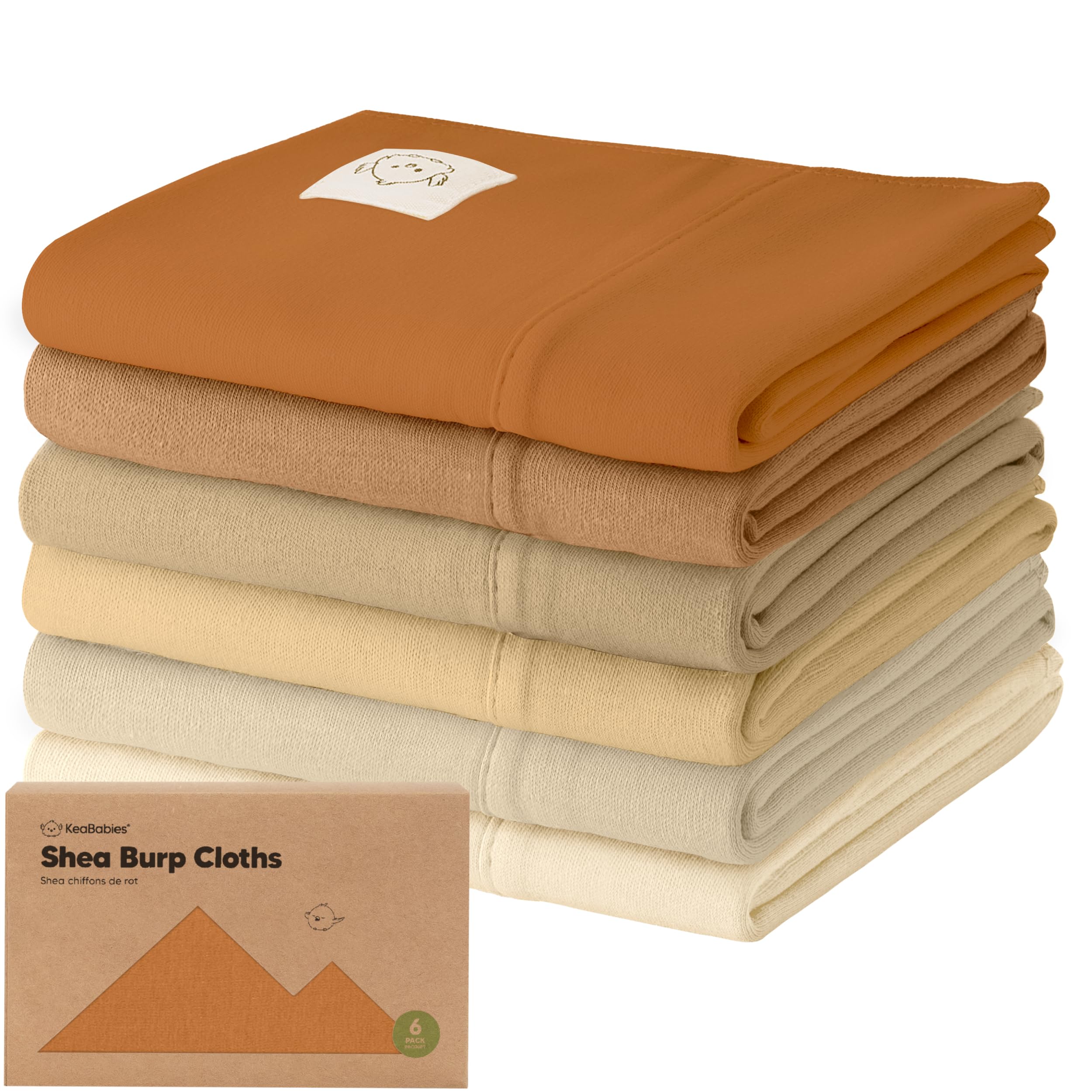 KeaBabies Organic Burp Cloths Baby Boy, Girl, 6-Pack Large Burping Cloths (Terracotta)