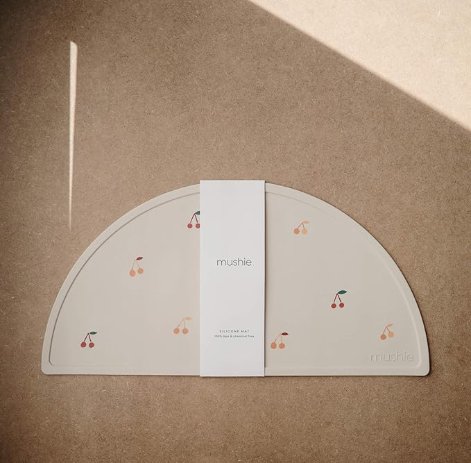 mushie Silicone Placemat for Kids | BPA-Free Non-Slip Design (Cherries)