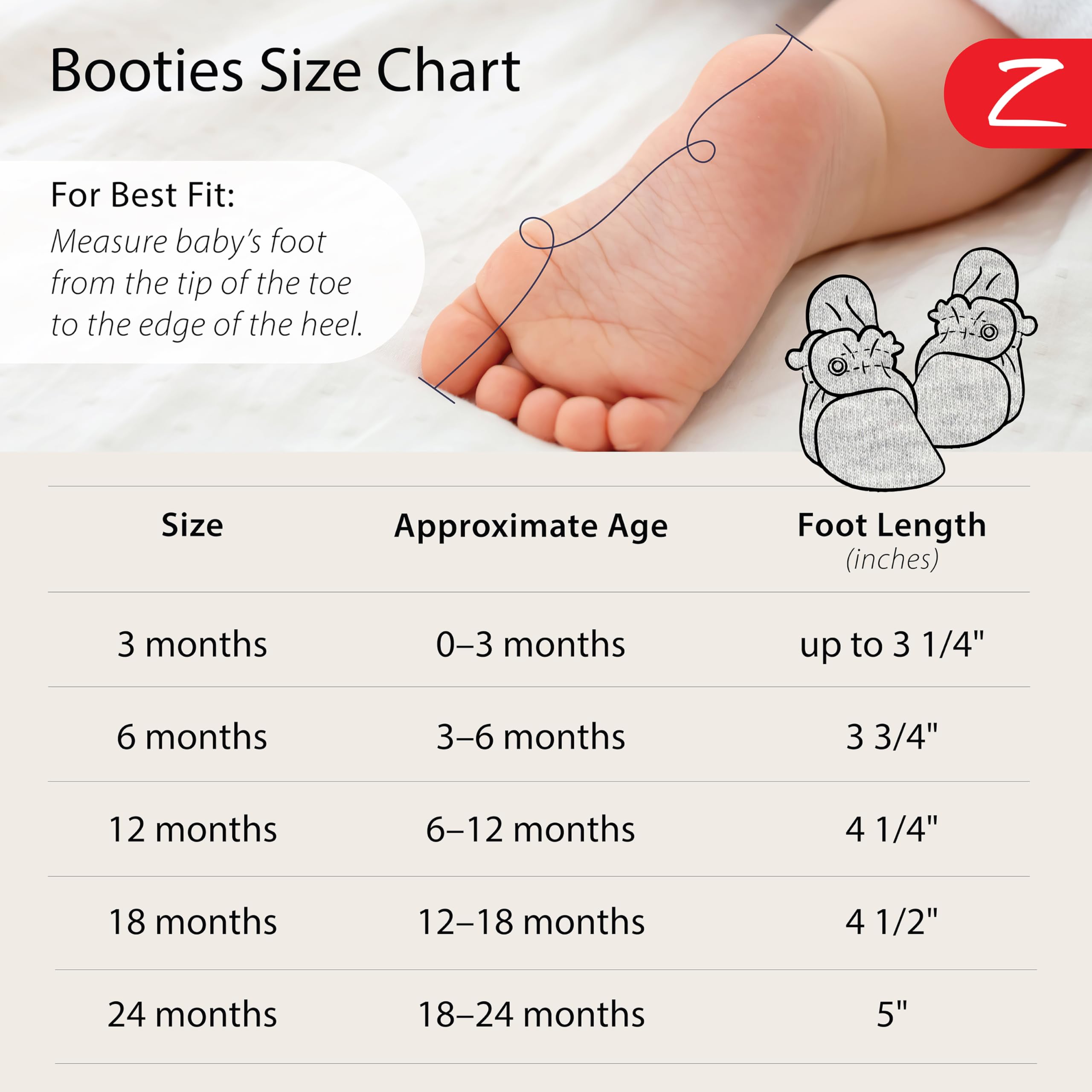 Zutano Unisex Organic Cotton Baby Booties With Gripper Soles, Gray Heather, 24M
