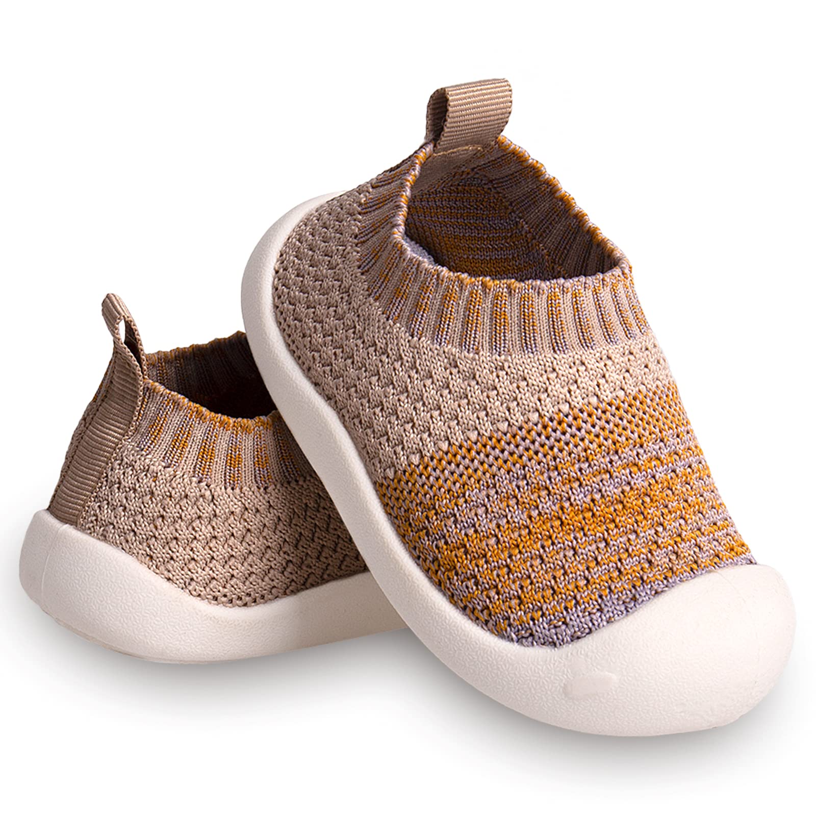Baby First-Walking Shoes 1-4 Years Kid Shoes Trainers Toddler Infant Boys Girls Soft Sole Non Slip Cotton Mesh Breathable Lightweight Slip-on Sneakers Outdoor(Yellow,5 Toddler) T16