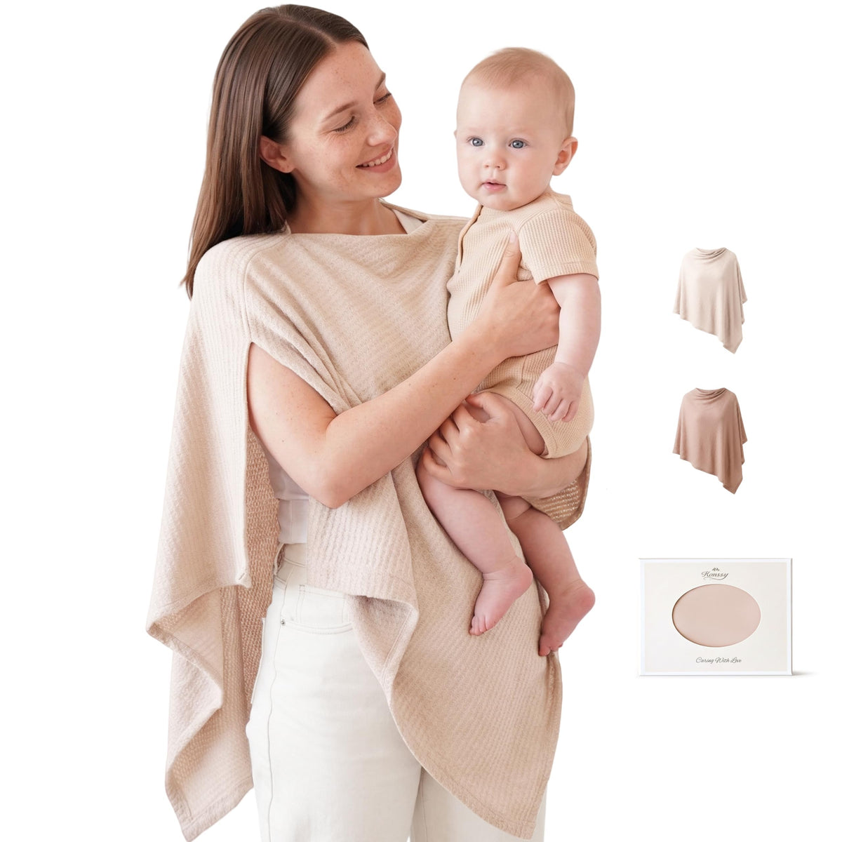 Konssy Nursing Cover for Breastfeeding, Soft Breathable Privacy Poncho