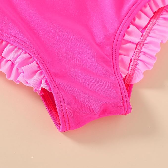 YOUNGER TREE Toddler Swimsuit Girl Cute Stripe One-Piece Ruffle Swimwear Baby Girl Bathing Suits with Bow