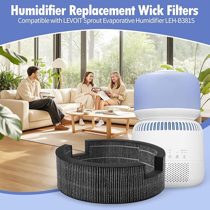 Humidifier Replacement Filter Compatible with LEVOIT Sprout Evaporative Humidifier for Bedroom Baby(Model:LEH-B381S), Sprout Baby Humidifier Wick Filters, 2 Pack