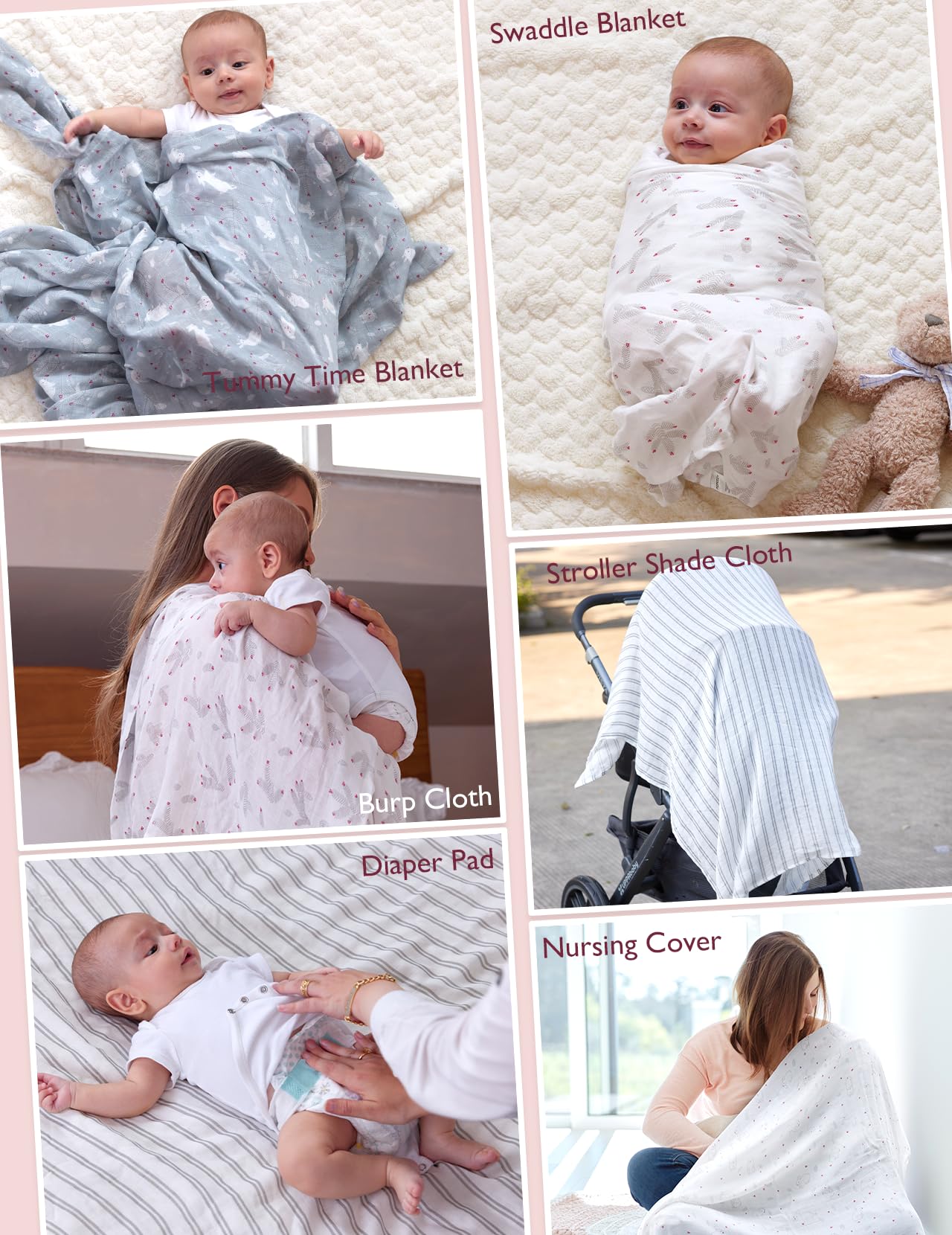 Momcozy Muslin Swaddle Blankets, 4-Pack Breathable and Skin-Friendly Receiving Blankets, Swaddle Blanket Shower Gifts & Baby Registry Essentials, Large 47"x47", Creamy Rabbit