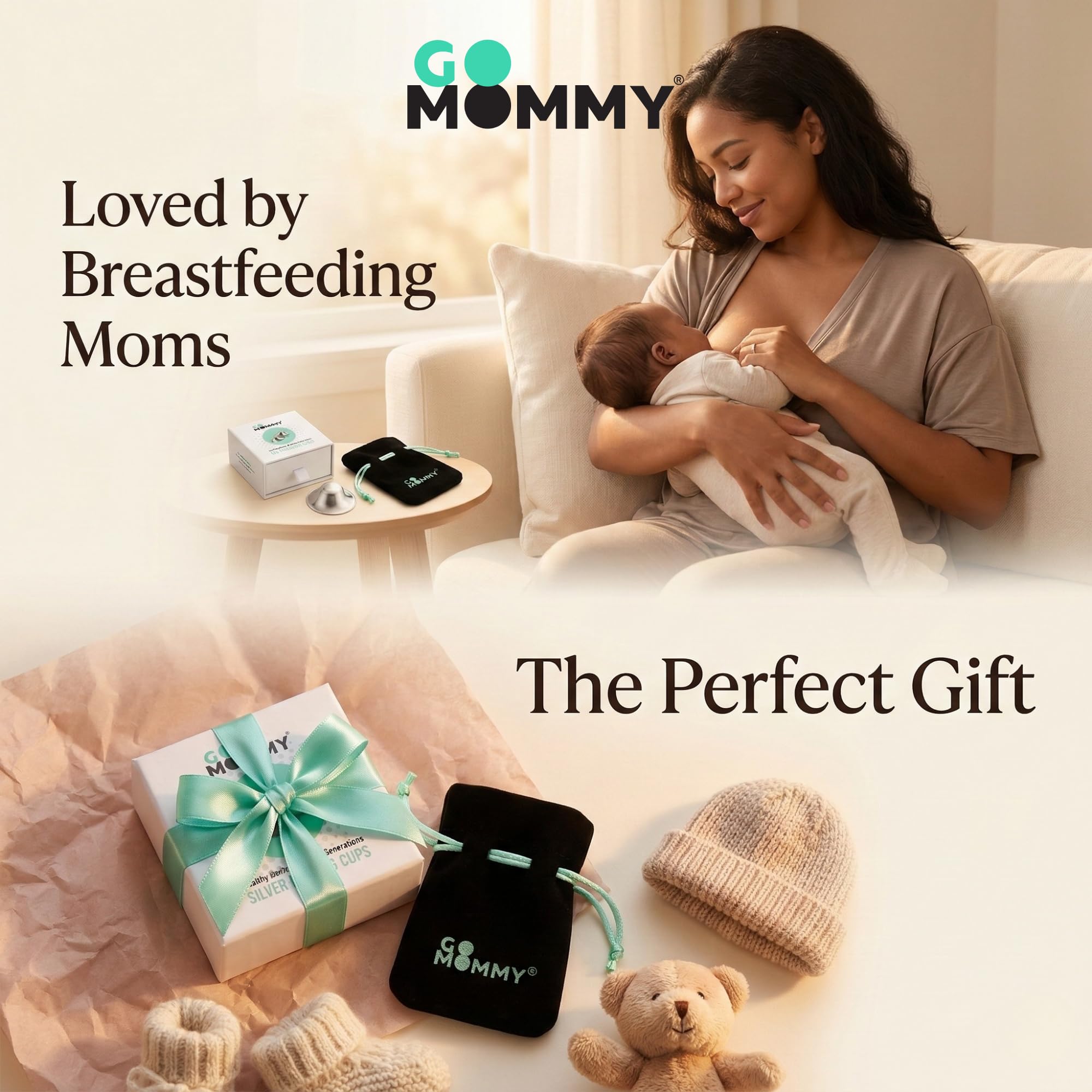 Go Mommy 999 Pure Solid Silver Nursing Cups — Nipple Covers & Shields for Breastfeeding, Sore Nipple Relief, Reusable Nickel-Free Breastfeeding Essentials, Regular Size