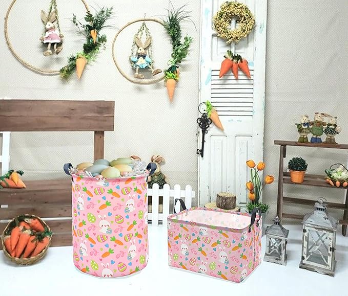 Easter Gift Eggs Storage Basket Kids Toys Storage Basket Organizer Box Clothes Laundry Hamper Bunny Nursery Basket with Handles
