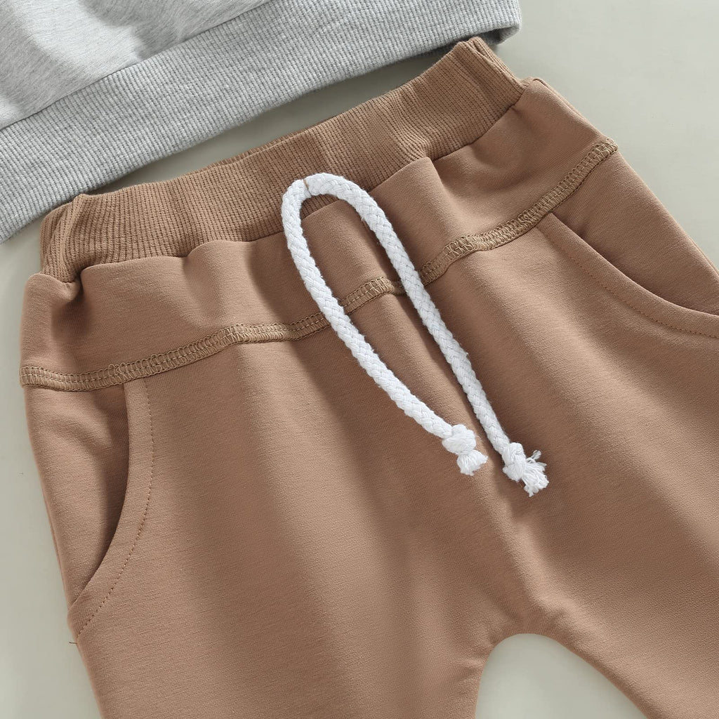 MA&BABY Toddler Baby Boy Clothes Solid Color Sweatshirt Jogger Pants Set