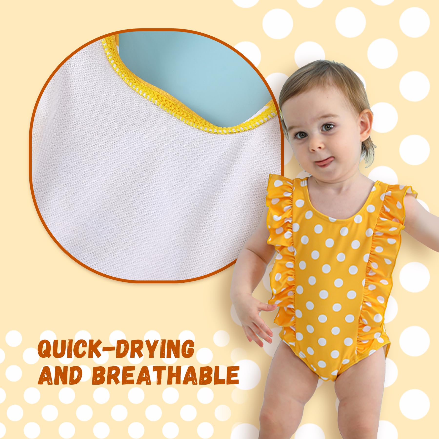 Newborn Baby Girl Ruffle Swimsuit Infant Toddler One Piece Floral Bikini Beach Bathing Swimwear Set (3-6 Months, Yellow White)