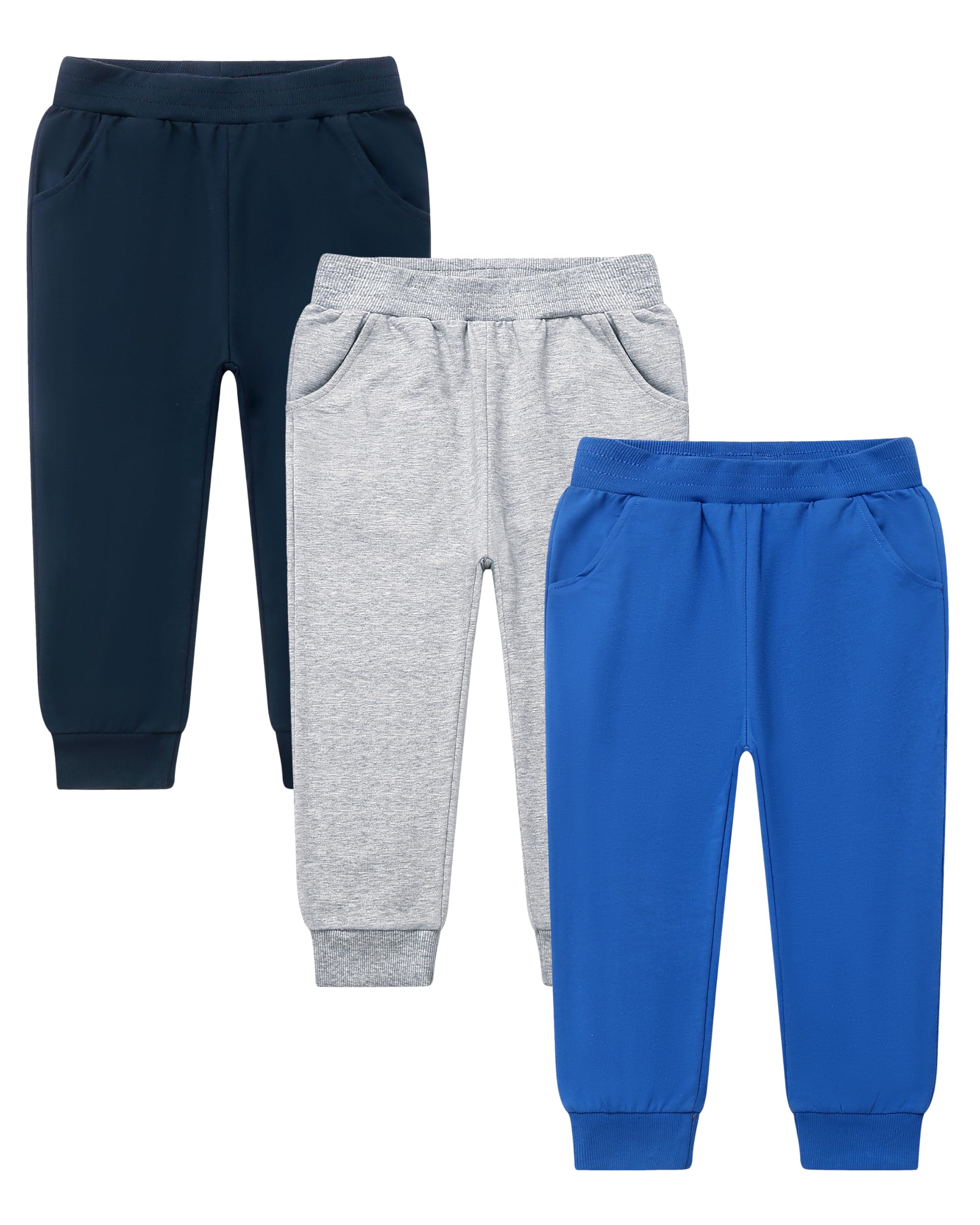 GFQLONG Toddler Boys Pants 100% Cotton Joggers Sweatpants with Pockets 3-4T